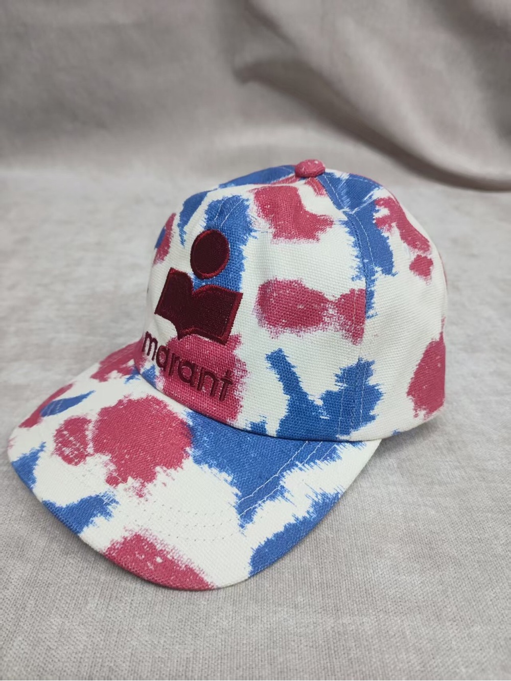 Isabel Marant pink, blue & white tie-dye logo cap